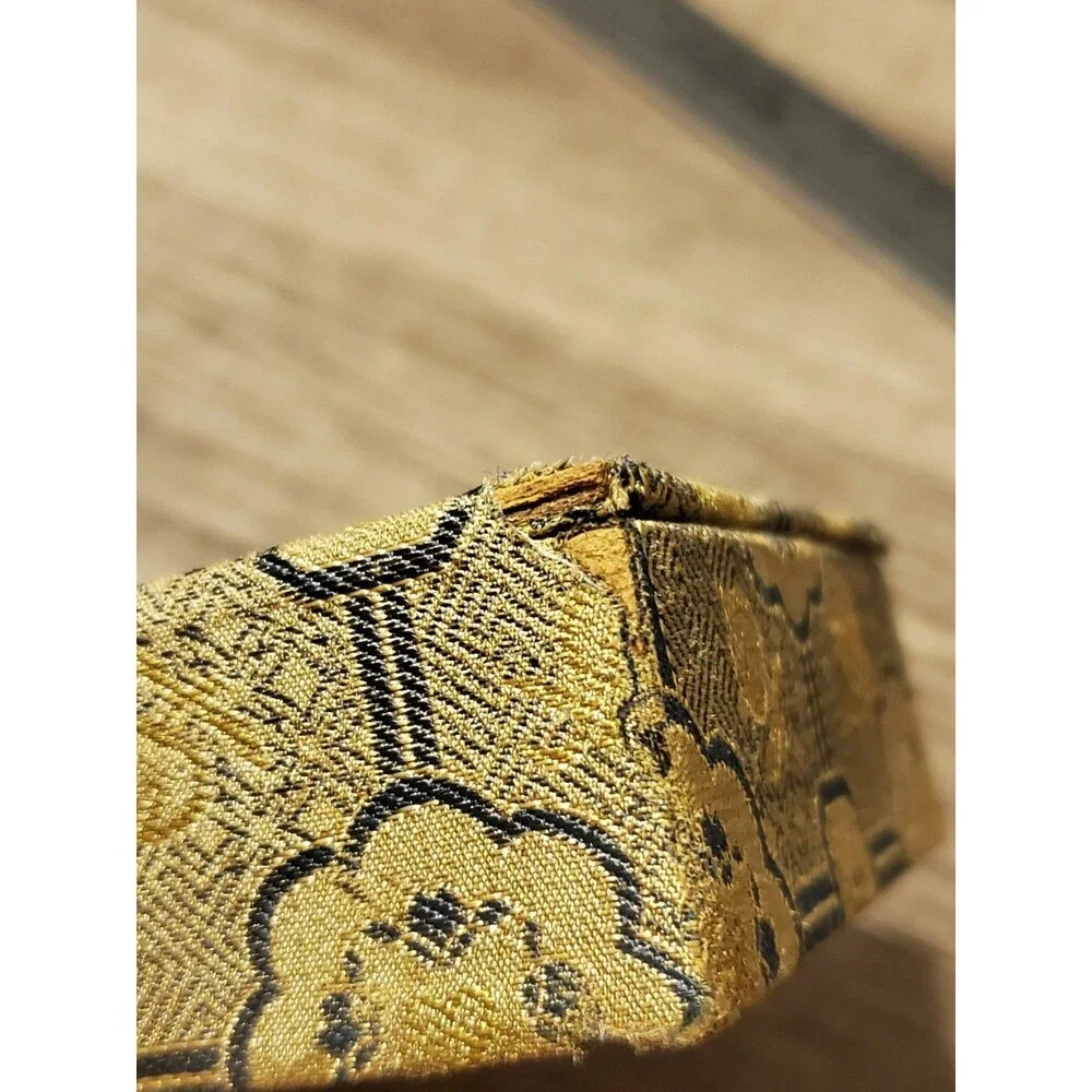 Vintage Yidege Chinese Seal Ink Pad Brocade Box  Empty Calligraphy Stamp Case
